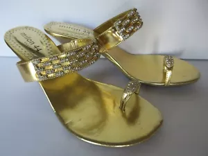 MILAN 44 GOLD EMBELLISHED OPEN TOE SANDALS SIZE 8 - NEW - Picture 1 of 6