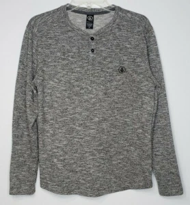 Volcom Solid Knit Heather Gray Long Sleeve Henley Pullover Shirt Men's Small VGC - Picture 1 of 11