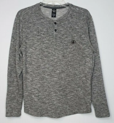 Volcom Solid Knit Heather Gray Long Sleeve Henley Pullover Shirt Men's Small VGC - Image 1 of 4