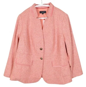 TALBOTS Classic Shetland Wool Herringbone Tweed 2-Button Blazer Size 16W NWT - Picture 1 of 8