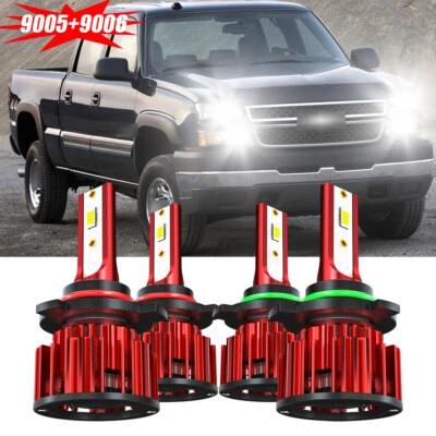 For 1994-1998 Chevy C10 C/K 1500 Tahoe Silverado 9005+9006 Led Headlight Beam - Image 1 of 4