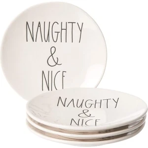 RAE DUNN TRAVIESO Y BONITO MAGENTA NAVIDAD VACACIONES CONJUNTO DE 4 PLATOS APERITIVOS ¡NUEVO! - Imagen 1 de 4