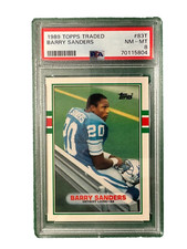 1989 Topps Traded Barry Sanders Rookie Card PSA 8!