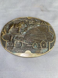 Vintage massive Messing belgische Pferdekutsche Gürtelschnalle Erstausgabe ADM - Bild 1 von 2