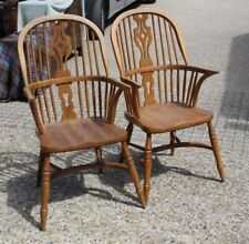 Lovely Pair of Beech Country Fireside Armchairs