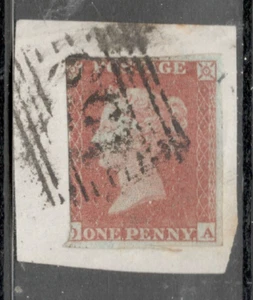 GB Victoria - SG 8- 1d Red - Imperf - Used 2+ MARGINS - ON PIECE - GLASGOW - Picture 1 of 1