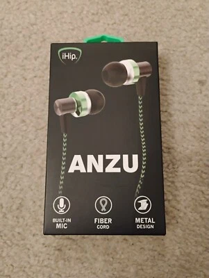 iHip Anzu Wired Earbuds w/ built-in Mic, Fiber Cord and 3.5mm plug NEW - Image 1 of 2
