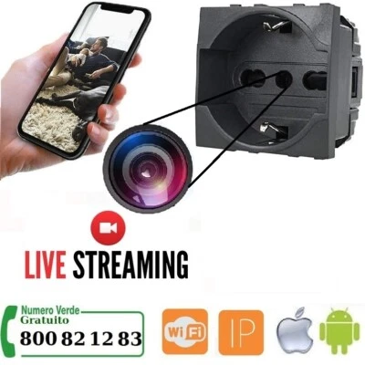 NO MARCA presa elettrica microspia video Telecamera a Colori wi-fi colore nero