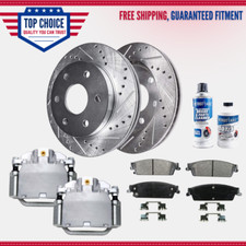 REAR Drilled Rotors +Brake Caliper &Brake Pads for Sierra Suburban Yukon XL 1500