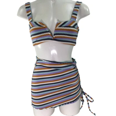 L*Space Mujer Lee Bikini Top Sobre la Luna Rayas Minnie Falda Traje de Baño Nuevo con Etiquetas Foto 1 de 4