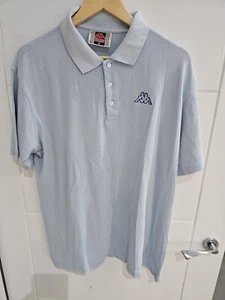 Kappa Mens Vintage Polo Shirt Baby Blue Size L Single Stitch 100% Cotton Retro - Picture 1 of 10