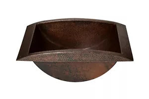 Handcrafted Hammered Bronze Copper Bathroom Sink: 20x14" Rectangular, 17 Gauge - Picture 1 of 5