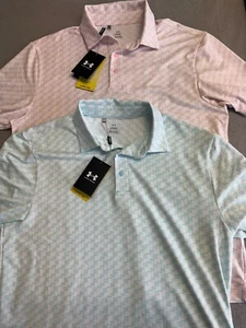 (2) Under Armour Golf Polos New Drive Clubhouse Grid Set of 2 MSRP $160 - Picture 1 of 6