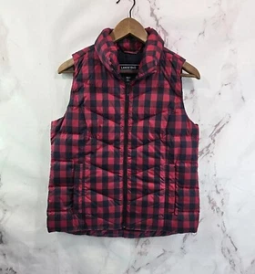 Lands End Vest Women XS Navy Red Buffalo Plaid Down Puffer Insulated Quilt Goose - Picture 1 of 10