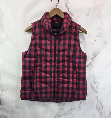 Lands End Vest Women XS Navy Red Buffalo Plaid Down Puffer Insulated Quilt Goose - Image 1 of 4