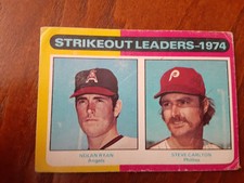 1975 TOPPS 1974 STRIKEOUT LEADERS - NOLAN RYAN/STEVE CARLTON #312 CALIFORNIA