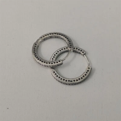 Pandora 296319CZ ALE S925  Hearts Of Pandora Silver Hoop Earrings - Изображение 1 из 4