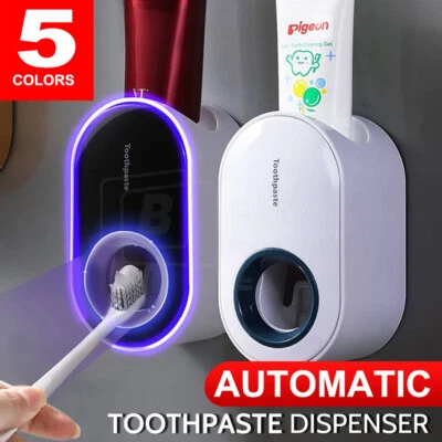 Toothbrush Holder Automatic Toothpaste Dispenser Bathroom Wall-mounted Rack - image 1 of 4