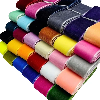 30 Yards 3/4" Velvet Ribbon Total 30 Colors Assorted Lots Bulk (Multicolored, 3/ - Image 1 of 4