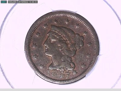 1847 Large Cent PCGS VF 20 27870908 Video - Image 1 of 4