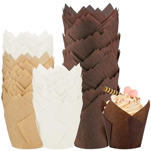 200 Pcs Tulip Cupcake Liners Greaseproof Muffin Wrappers for Wedding Birthday - Picture 1 of 6