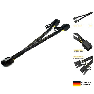 PCIe Verlängerungskabel 20cm 6-Pin auf Dual 8-Pin GPU Stromadapter - Bild 1 von 4