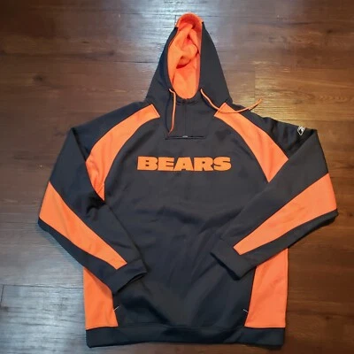 NFL Chicago Bears Reebok Sweatshirt Hoodie Mens Size Large Orange Navy Blue - Imagem 1 de 4