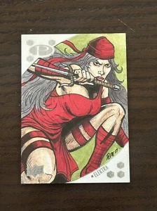 2017 Upper Deck Marvel Premier Sketch Card Elektra by Darrin Pepe - Picture 1 of 2