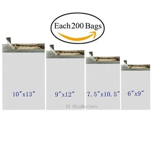 800 Poly Envelope Bags 4 Sizes Self-Sealing Shipping Mailers - ST ShipMailers - Picture 1 of 5