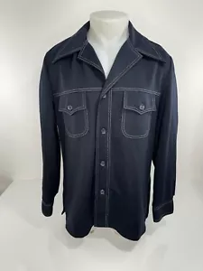 HAGGAR - Vintage LEISURE Disco Collar Mens 42 Shirt Jacket - Picture 1 of 4