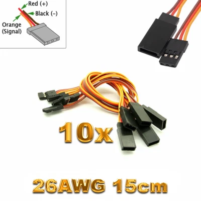 10x Stück Servo Verlängerungskabel 15cm Kabel Verlängerung JR Graupner Futaba RC - Bild 1 von 4