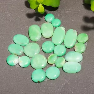 Lotto 11 paia cabochon pietre preziose crisoprasio naturale 100 cts 10x20-7x9 mm #12362 - Foto 1 di 9