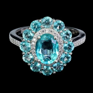 Black Friday 925 Silber Ring oval Paraiba Blautopas 8x6 mm Edelstein Schmuck Gr. 8 - Bild 1 von 14