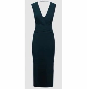 REISS Teal Jayla Fitted Crossover Wrap Design Midi Dress Size 6 - Picture 1 of 13