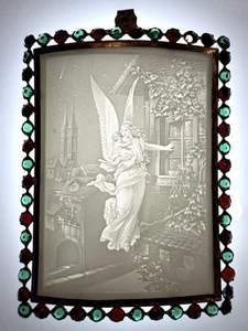 Lithophanie convexe sertie de strass "L'Ange" circa 1850 - Bild 1 von 9