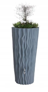 Regentonne 160L Alana Anthrazit mit Pflanzschale 2in1 Wassertank Blumenkübel - Bild 1 von 5