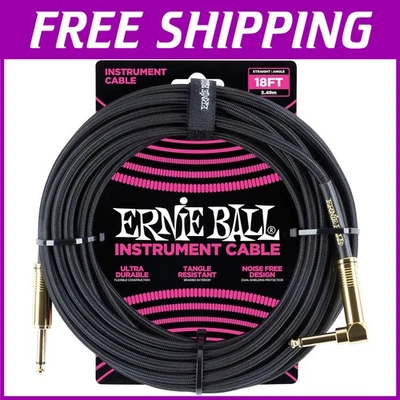 Cable de instrumento negro de 18 pies, conectores dorados Foto 1 de 4