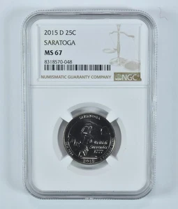 2015-D Washington Quarter Saratoga America The Beautiful MS67 NGC *6698 - Picture 1 of 5
