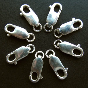 Lot of Eight Sterling Silver 14mm Lobster Claw Clasp 925 Jewelry Closure - Picture 1 of 4