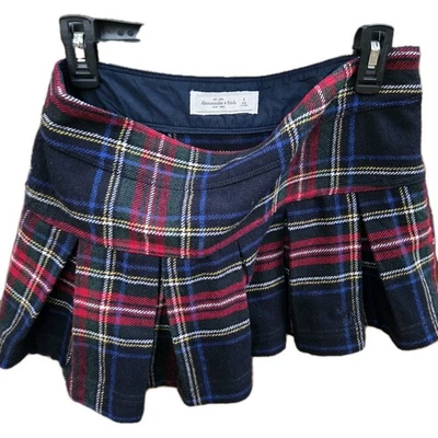 Minifalda micro plisada a cuadros Abercrombie Fitch Y2K talla 4 mezcla de lana preppy Foto 1 de 4