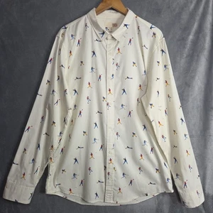 Nordstrom 1901 Men’s Baseball Print Button Down Shirt XL 100% Cotton India - Picture 1 of 15