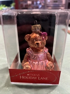 Macys Holiday Lane Molded Glass Ornament 2012 Ballerina Bear NIB - Picture 1 of 10