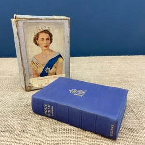 1953 QUEEN ELIZABETH II CORONATION COMMEMORATIVE BIBLE - RELIGIOUS TEXT - BOXED - Picture 1 of 16