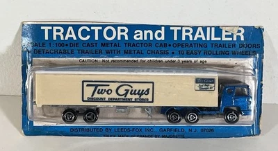 Vintage Majorette Bernard Two Guys Semi Truck Trailer 1/100 Diecast On Cut Card - Image 1 of 4