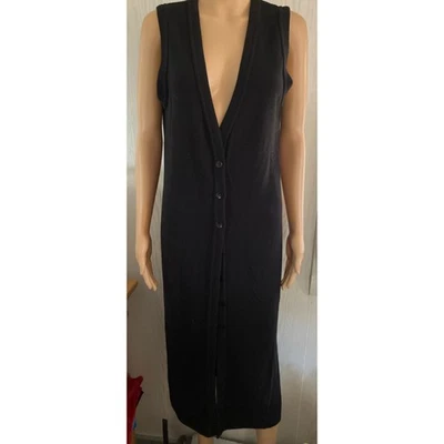 EXPRESS TRICOT 纽扣长款黑色无袖毛衣连衣裙小号全新无标签 — 第 1/4 张图片