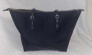 Bolso Cartera LAUREN Ralph Lauren Negro Nylon/Cuero Mediano-BONITO - Imagen 1 de 10