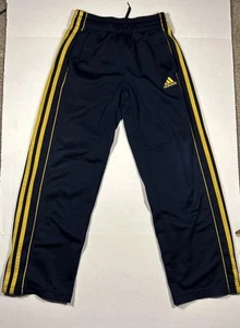 Adidas Youth XL Track Pants Navy Blue Yellow Stripes Soccer Warm-Up 22” Waist - Picture 1 of 9