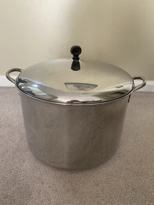 FARBERWARE Stock Pot Vintage 16Qt Stainless Steel Aluminum Clad w/Lid USA - Picture 1 of 5