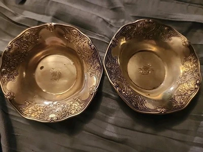 Vtg Antique Gorham Sterling Silver Monogram  Butter Dishes Set Of 2 Daisy A7669  - Image 1 of 4