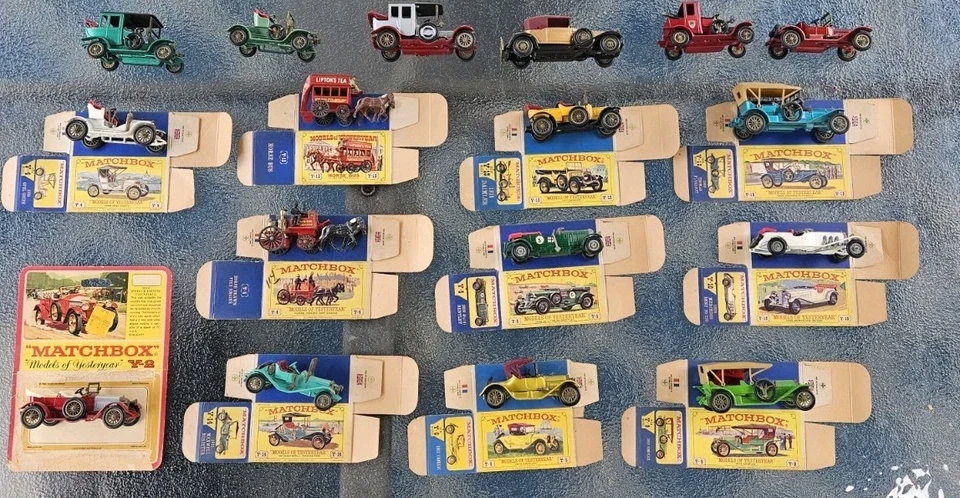 Vintage 1st Issue Matchbox Models of Yesteryear - Lot of 17 vehicles and Boxes - Image 1 of 4